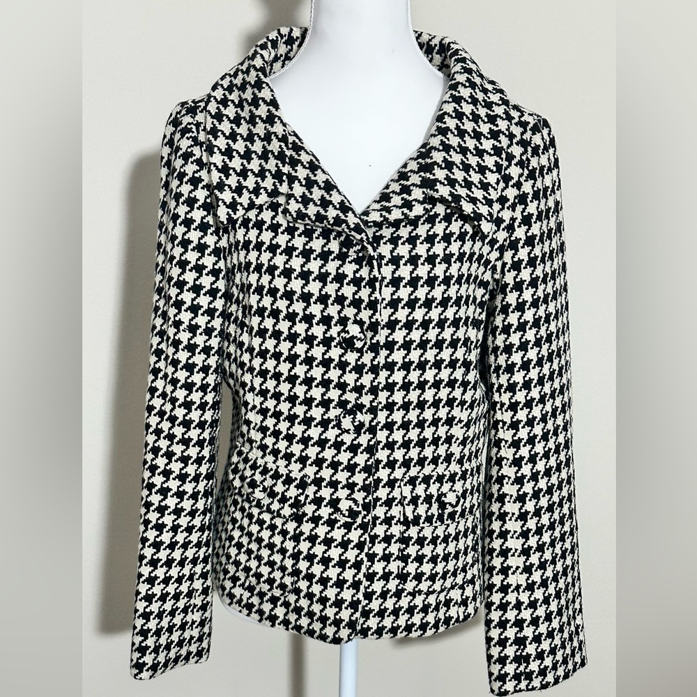 ⭐ Classic Houndstooth Wool-Blend Jacket by S&D – Size M